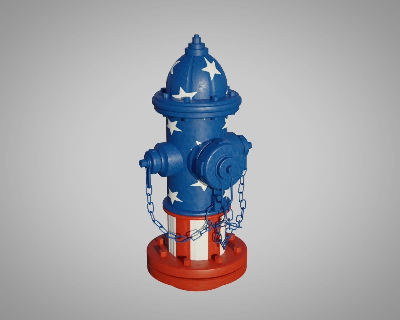 Fire Hydrant 20 - Patriotic American Flag Fireplug 3D model_4