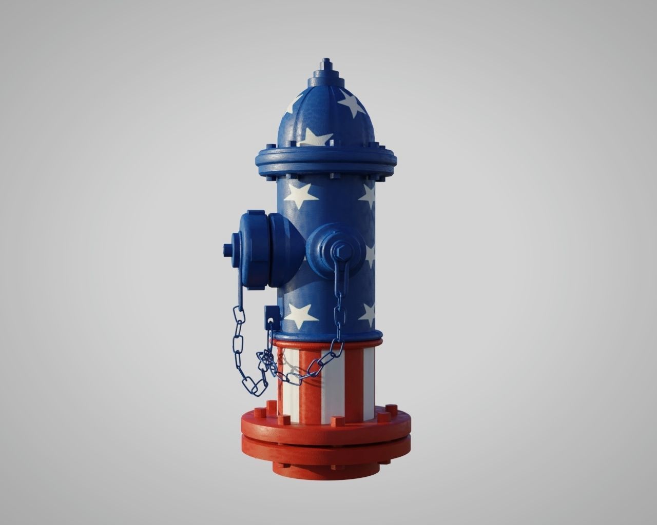 Fire Hydrant 20 - Patriotic American Flag Fireplug 3D model_3