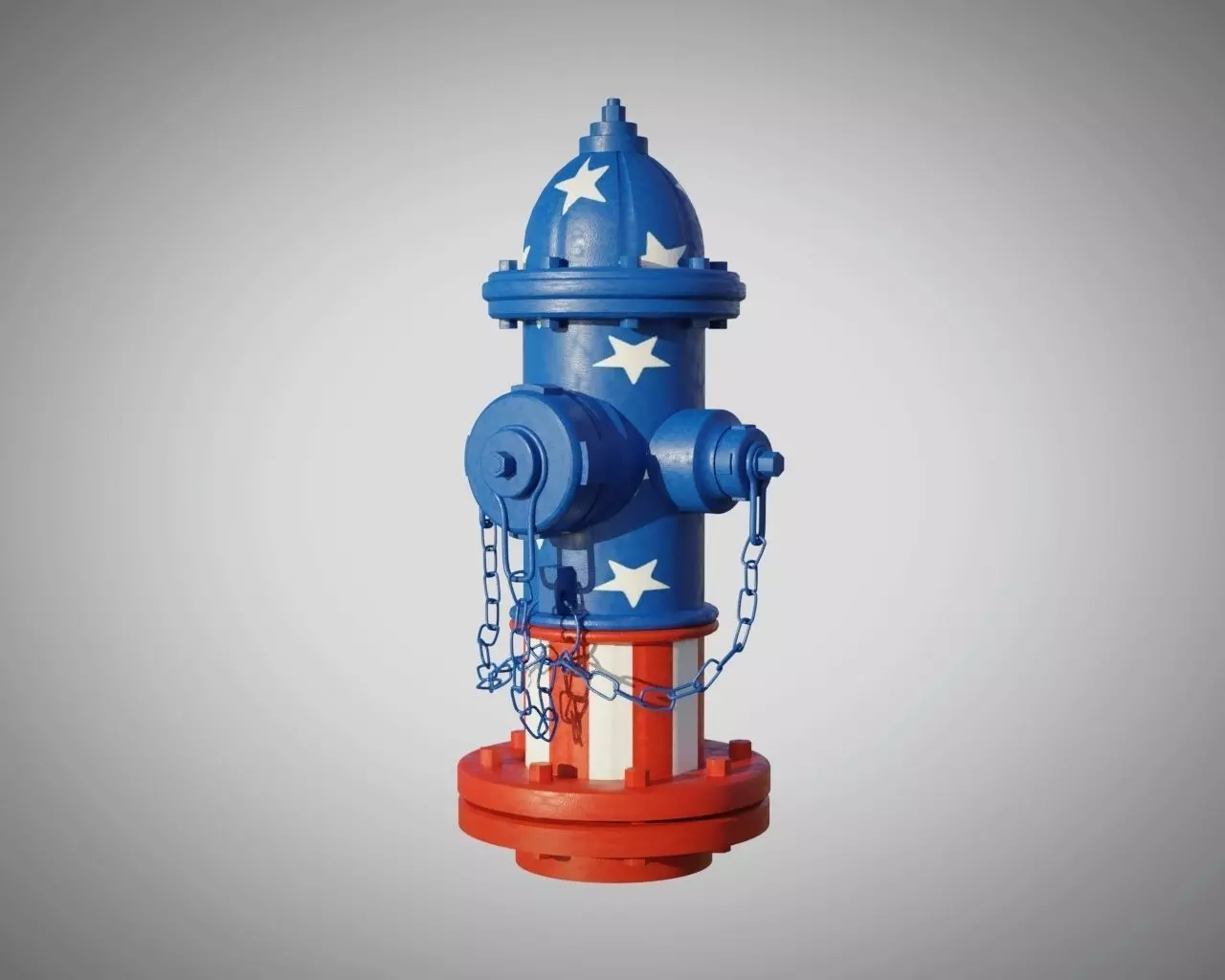 Fire Hydrant 20 - Patriotic American Flag Fireplug 3D model_0