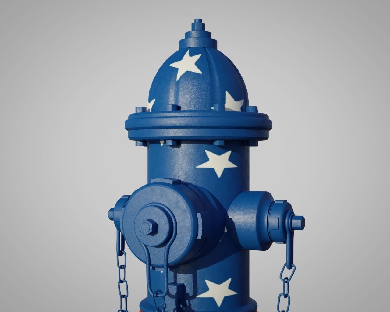 Fire Hydrant 20 - Patriotic American Flag Fireplug 3D model_5
