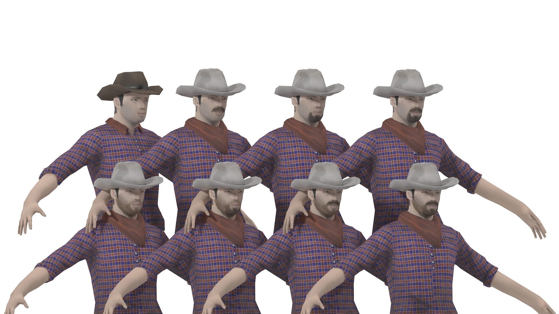 Cowboy Low Poly GameREADY Unity3D Low-poly 3D model_3