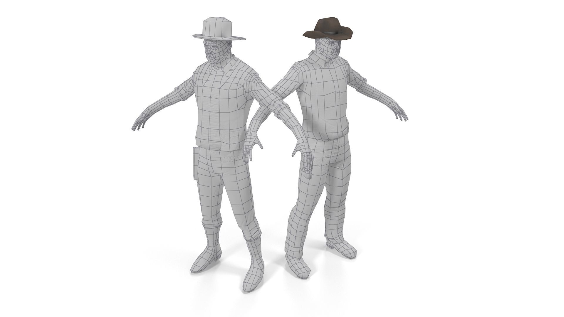 Cowboy Low Poly GameREADY Unity3D Low-poly 3D model_12