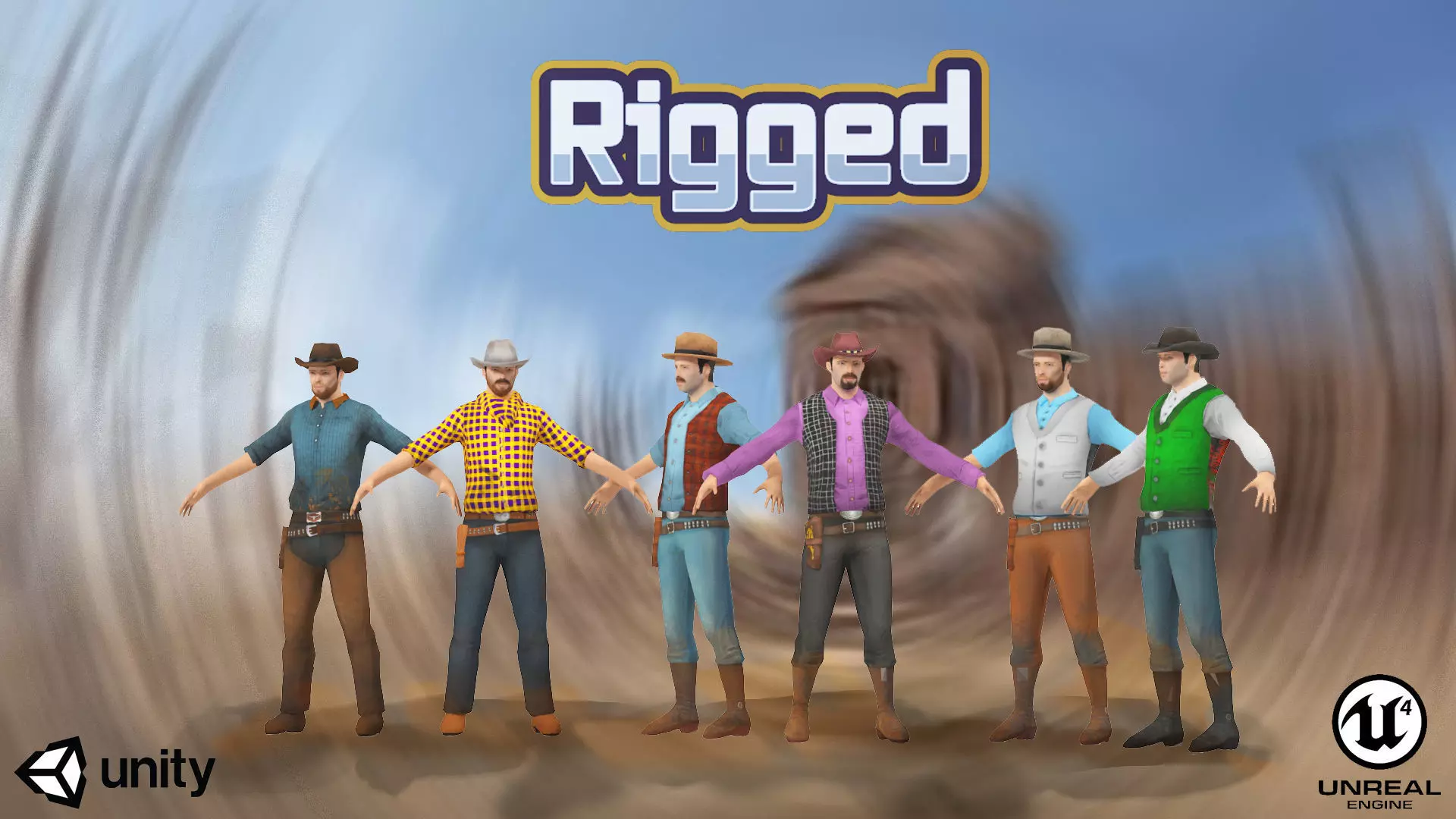 Cowboy Low Poly GameREADY Unity3D Low-poly 3D model_0