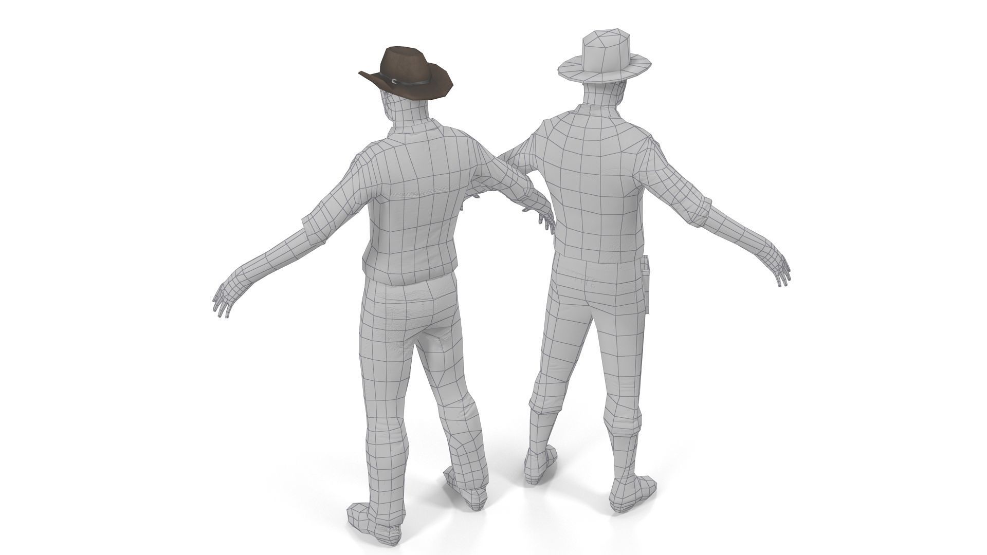 Cowboy Low Poly GameREADY Unity3D Low-poly 3D model_13