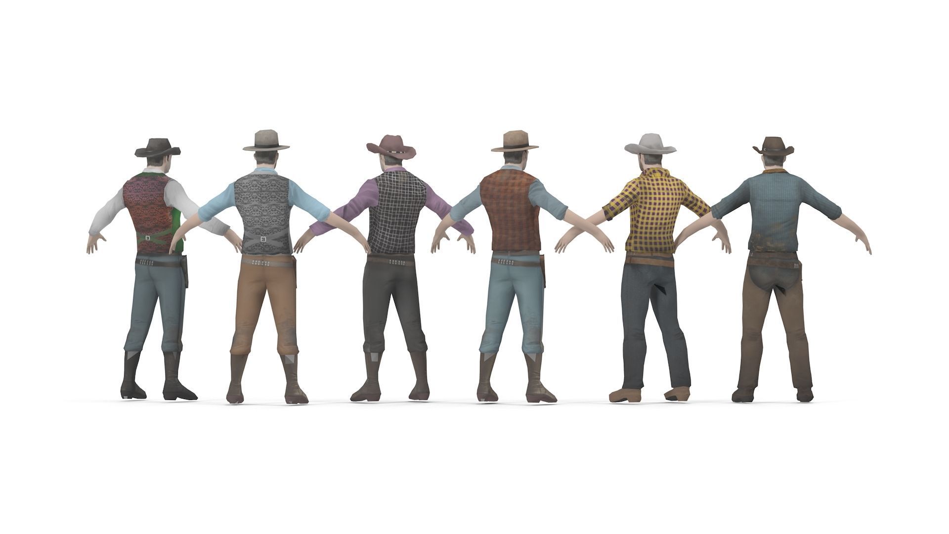 Cowboy Low Poly GameREADY Unity3D Low-poly 3D model_5