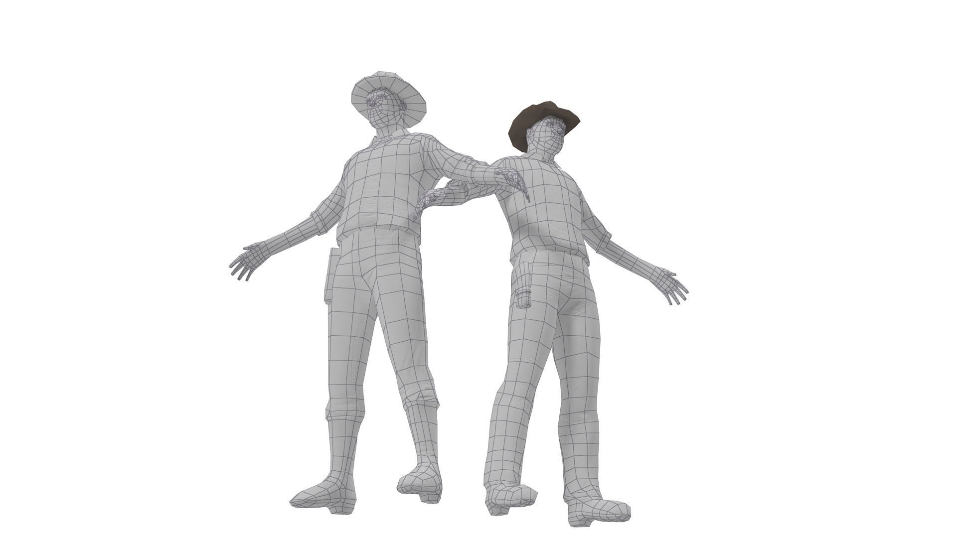 Cowboy Low Poly GameREADY Unity3D Low-poly 3D model_14