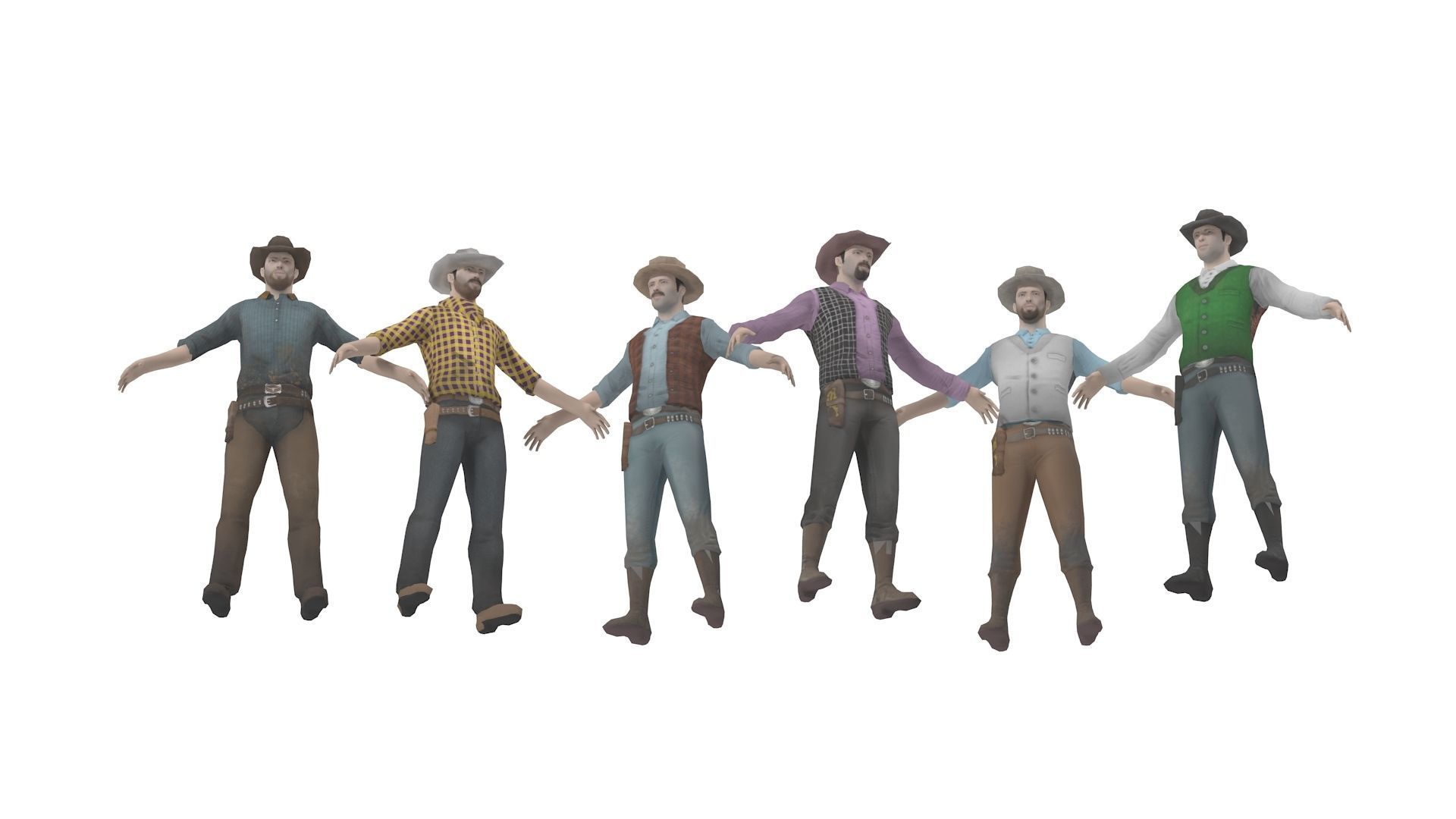 Cowboy Low Poly GameREADY Unity3D Low-poly 3D model_9
