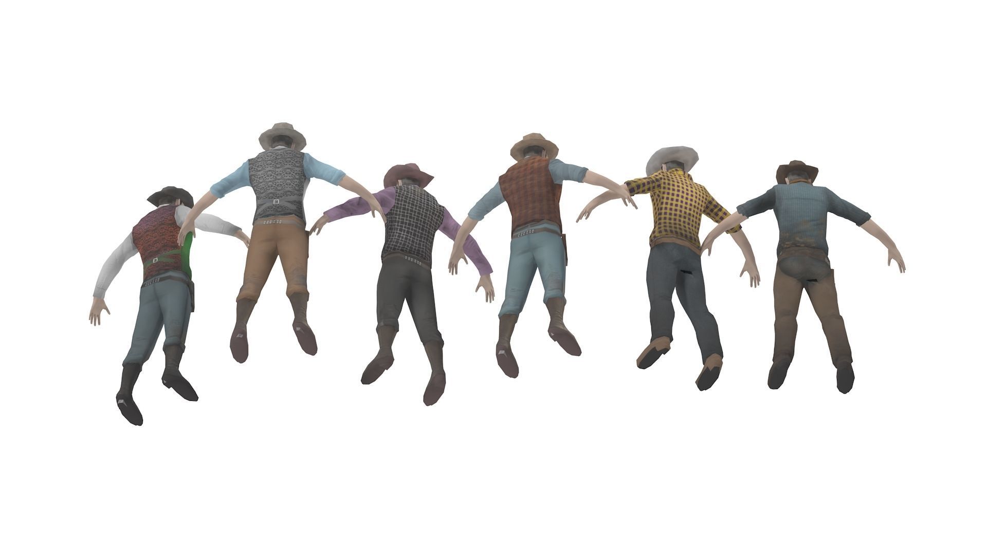 Cowboy Low Poly GameREADY Unity3D Low-poly 3D model_10