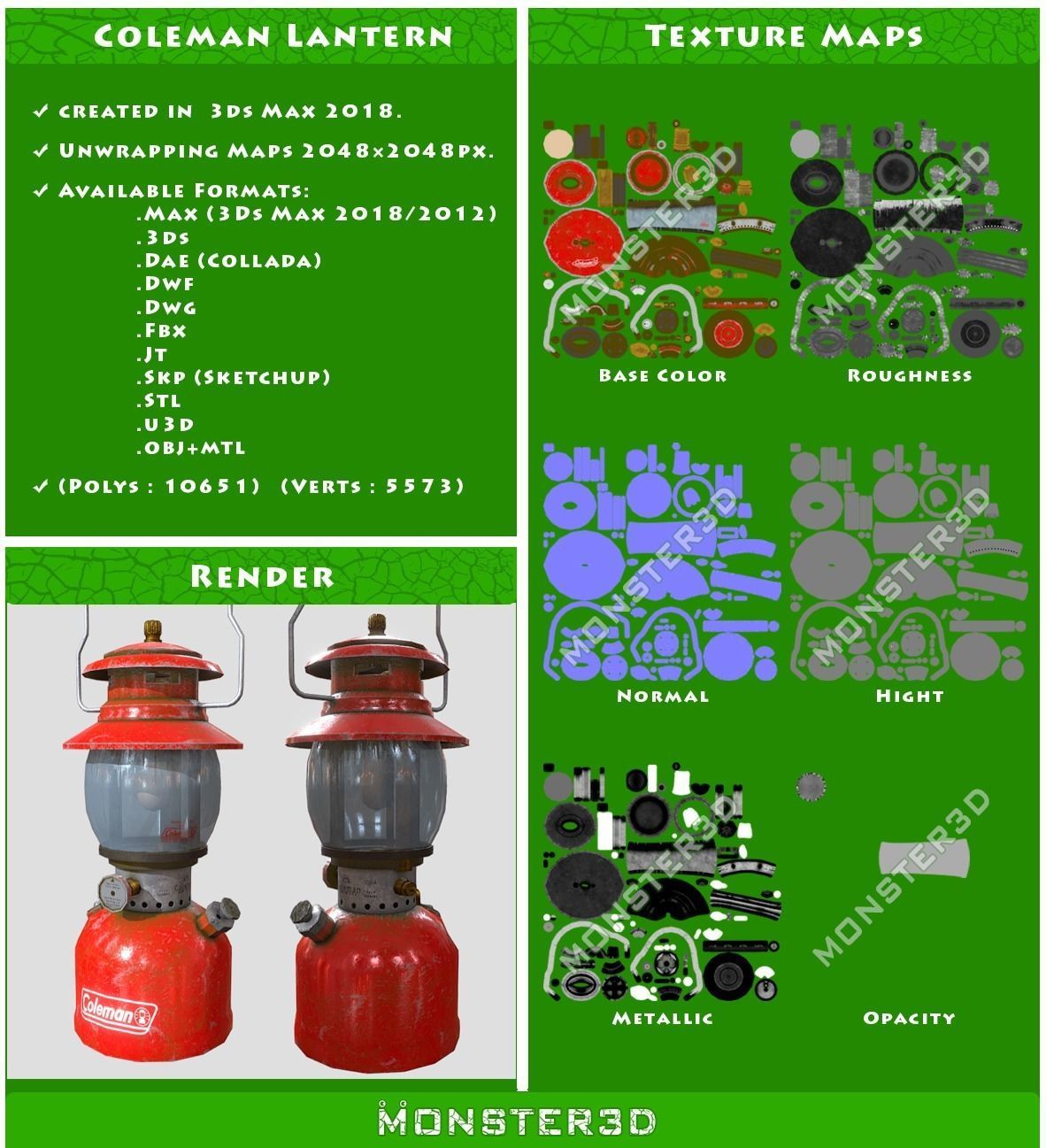Coleman Lantern Low-poly 3D model_5