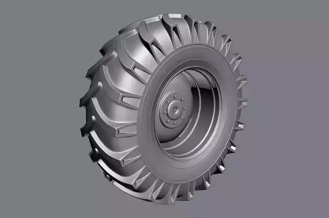 High poly tractor wheel for bakint to Low poly tractor wheel