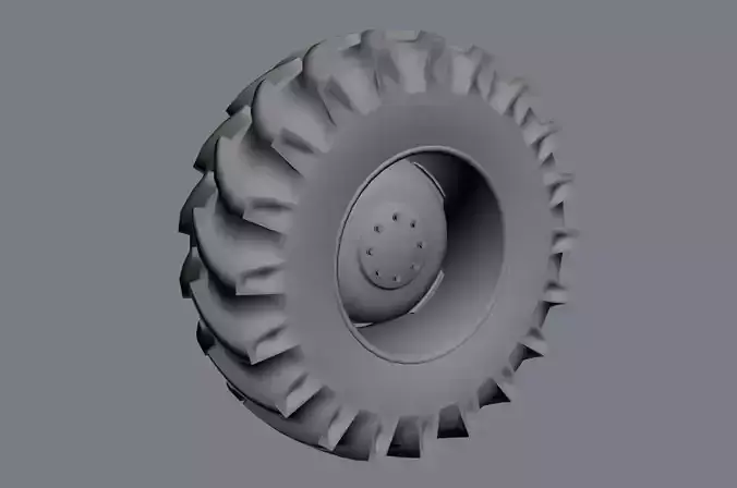 Low poly tractor wheel with uvw mapping game asset