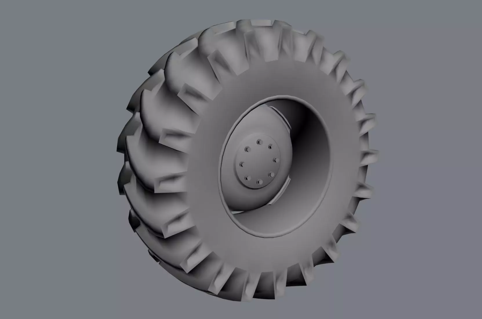 Low poly tractor wheel with uvw mapping game asset Low-poly 3D model_0