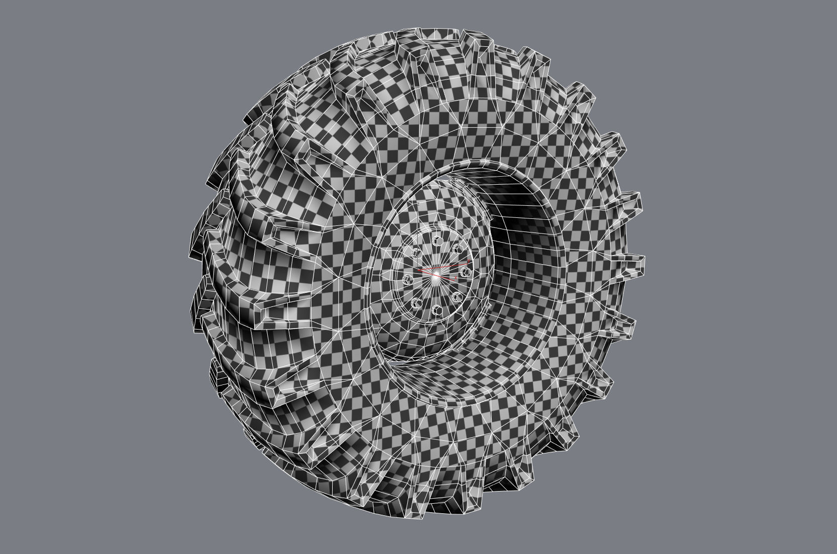 Low poly tractor wheel with uvw mapping game asset Low-poly 3D model_1