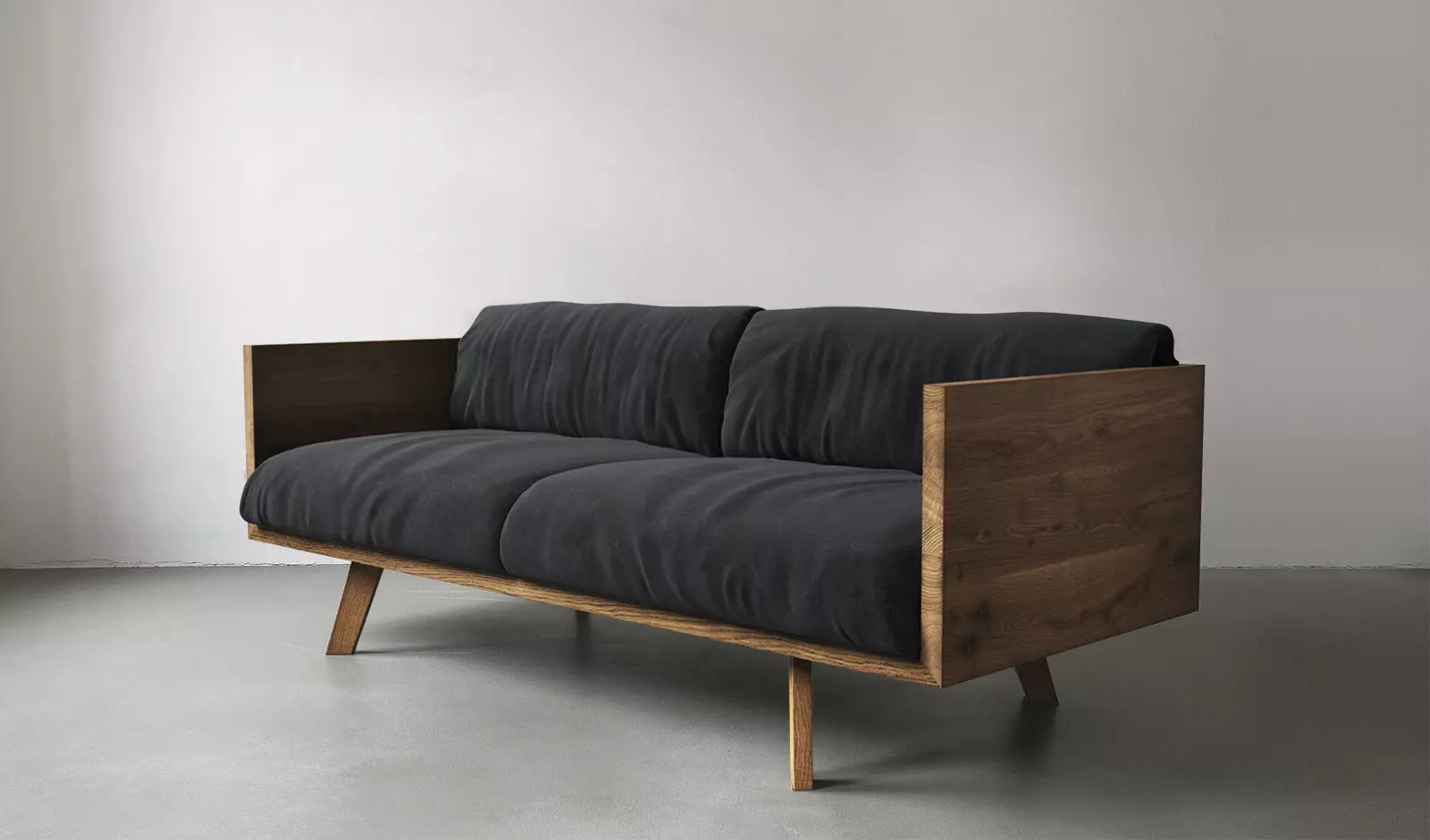 Oak and Linen Sofa 3D model_0