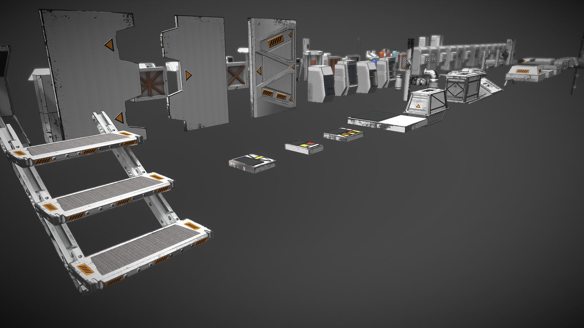 Retro Sci-fi Modular Environment Kitbash Low-poly 3D model_7