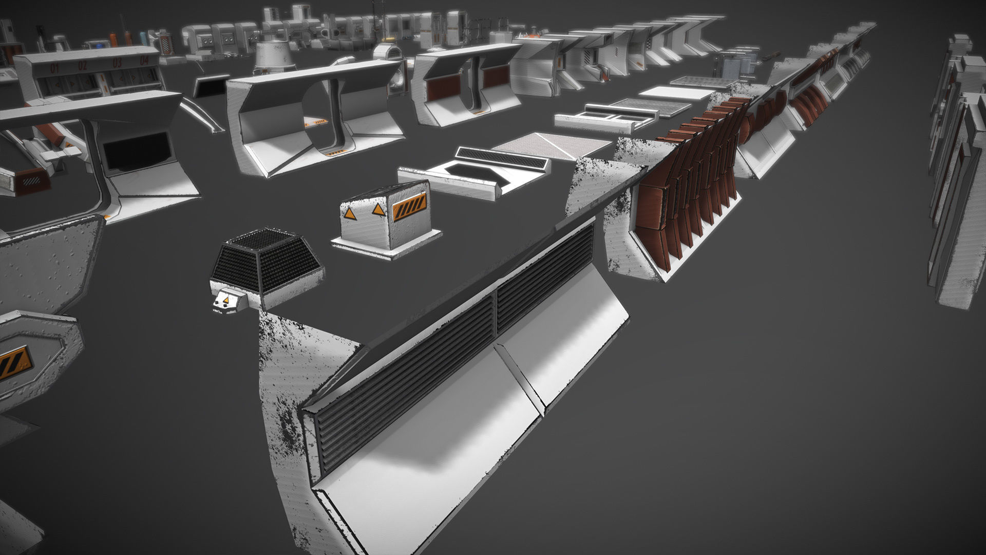 Retro Sci-fi Modular Environment Kitbash Low-poly 3D model_8