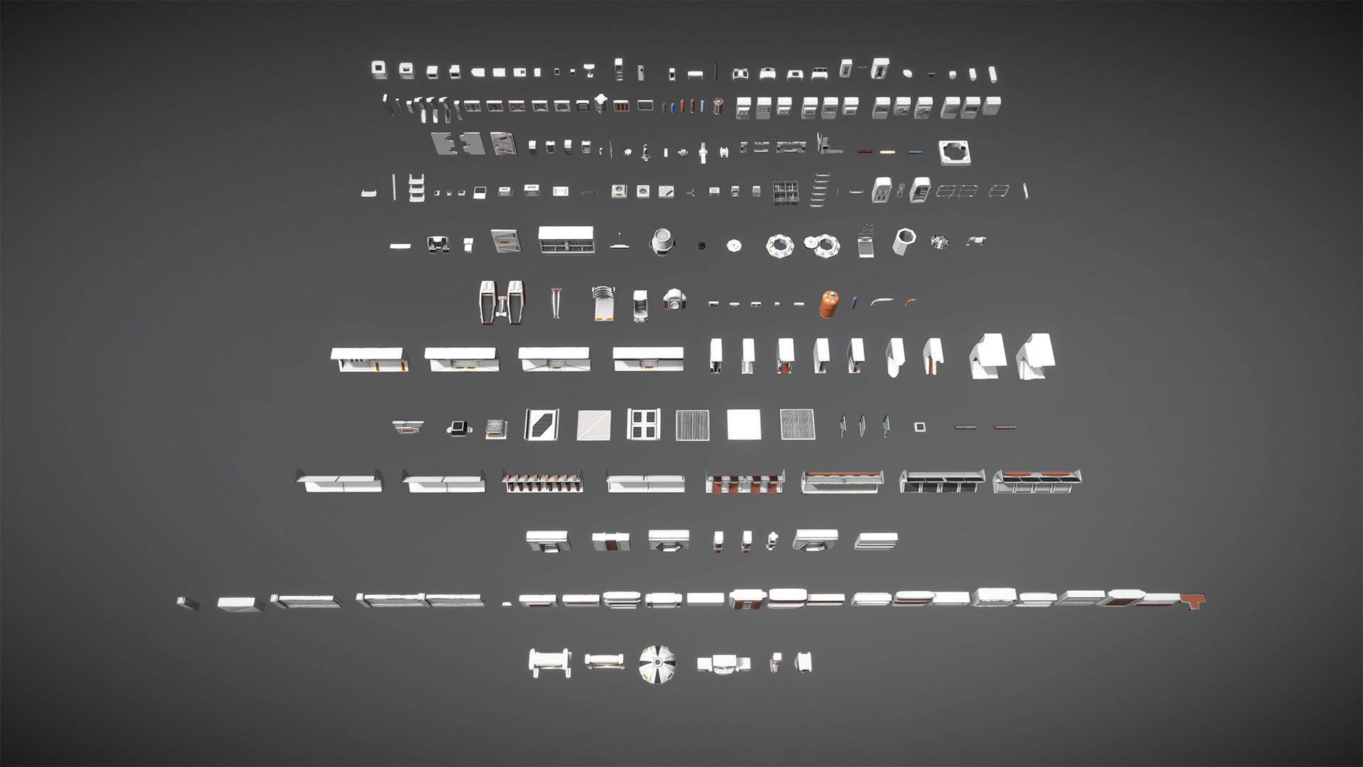 Retro Sci-fi Modular Environment Kitbash Low-poly 3D model_2