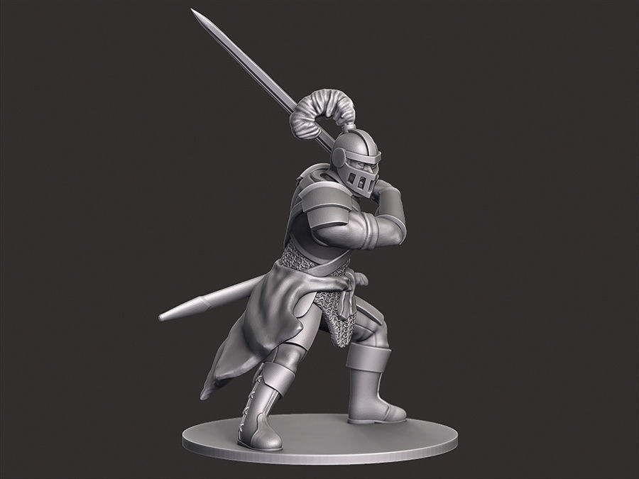 Human Knight Miniature 3D print model_4