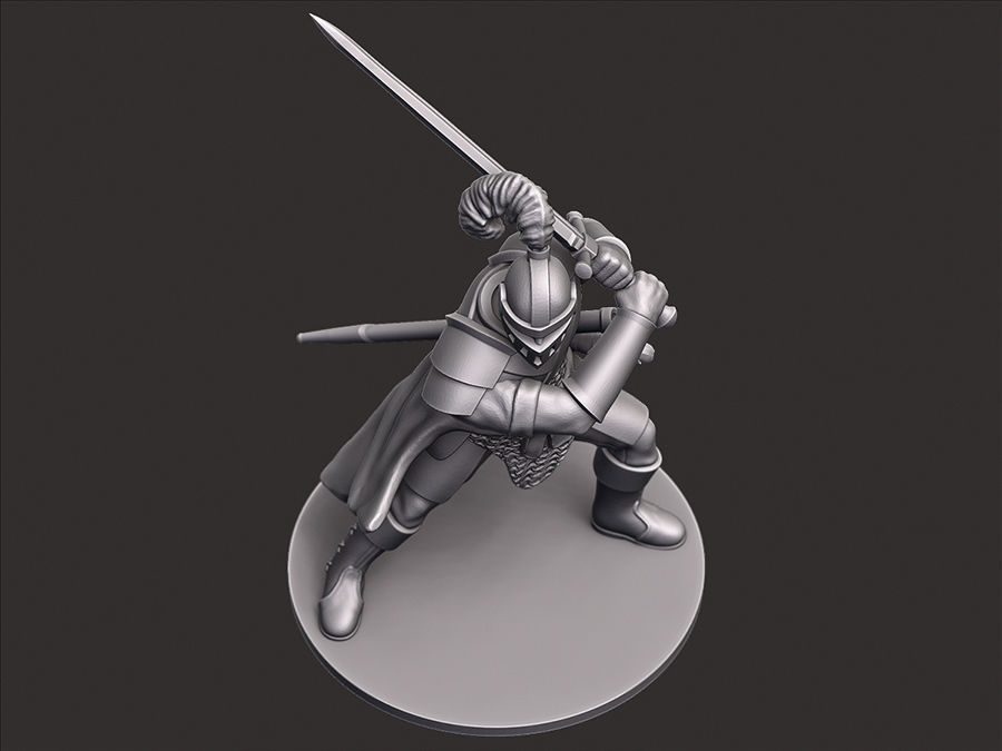 Human Knight Miniature 3D print model_5
