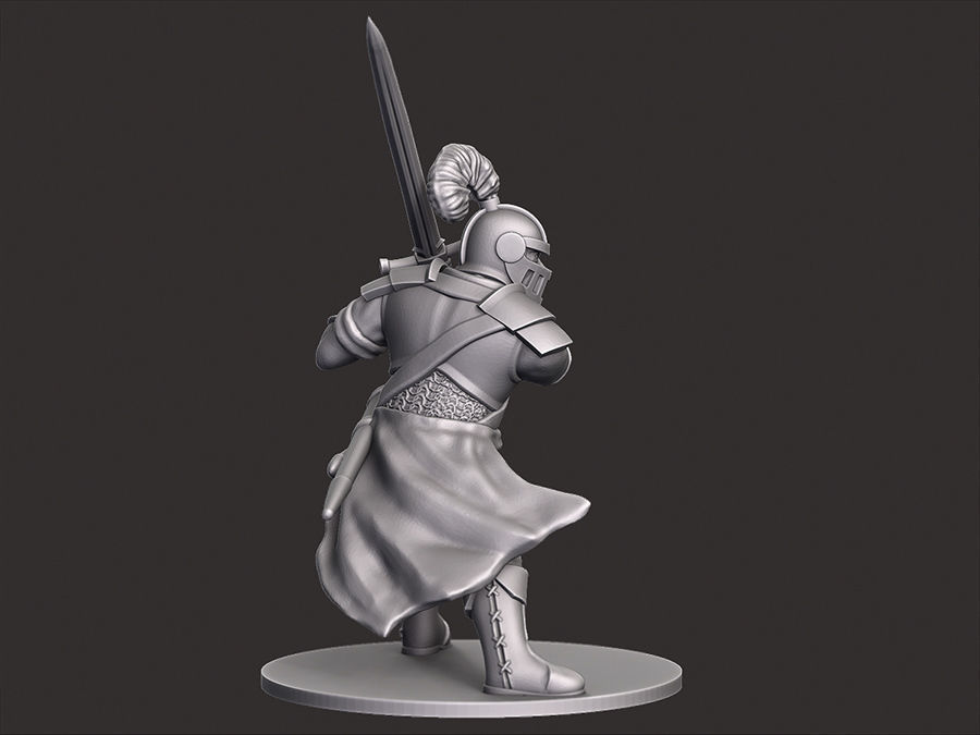 Human Knight Miniature 3D print model_3