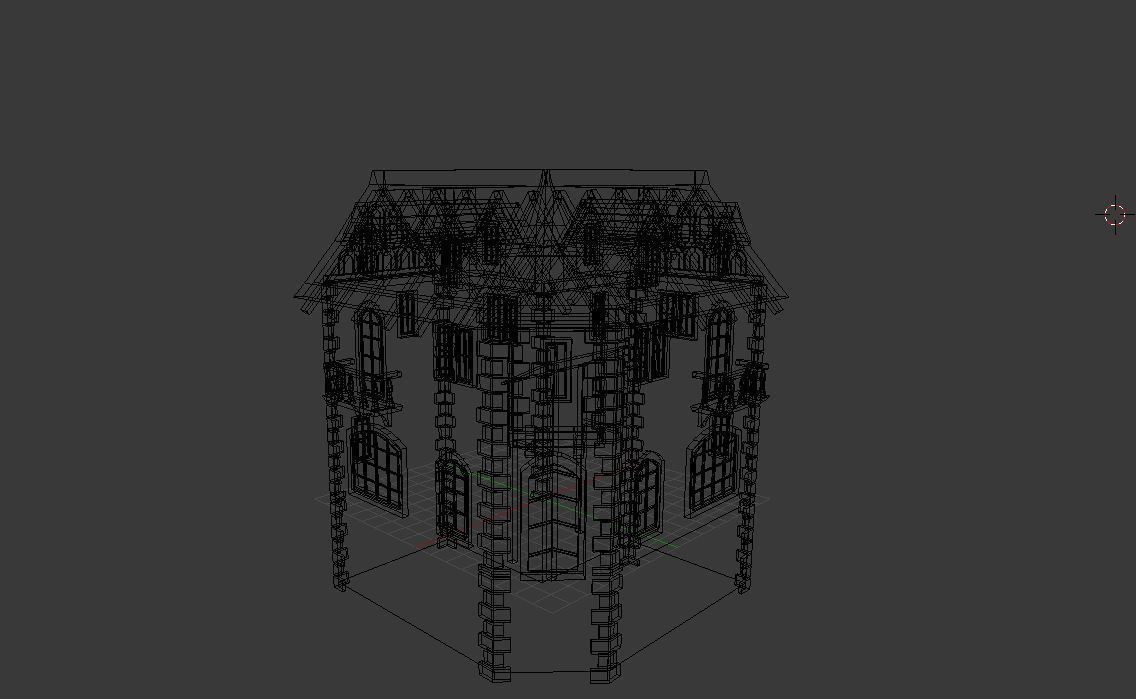 Medieval city corner house Low-poly 3D model_7