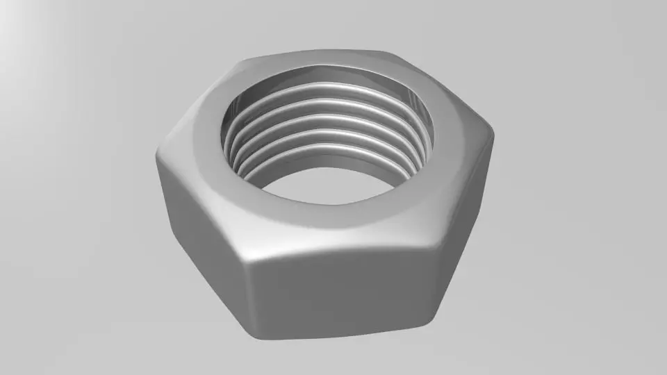 Steel Hex Nut 3D model_0