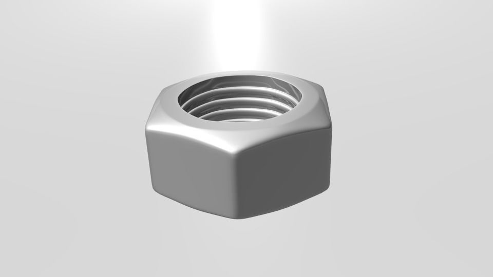 Steel Hex Nut 3D model_4