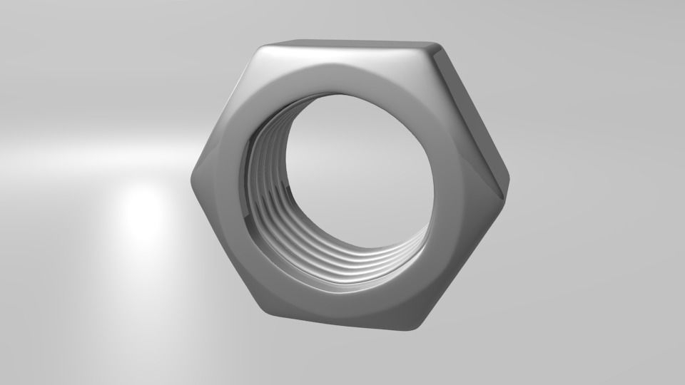 Steel Hex Nut 3D model_3
