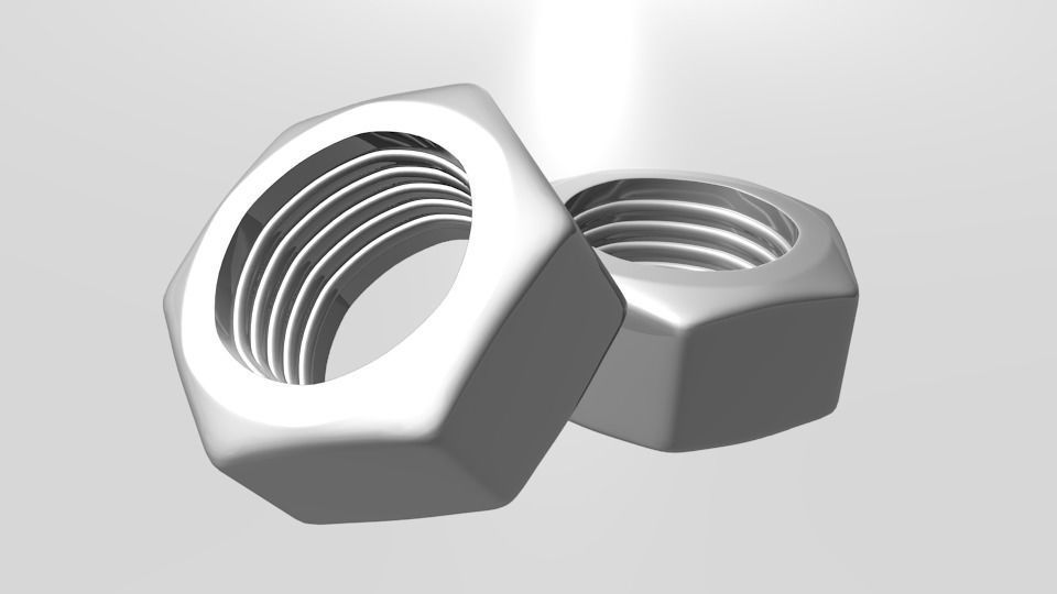 Steel Hex Nut 3D model_2