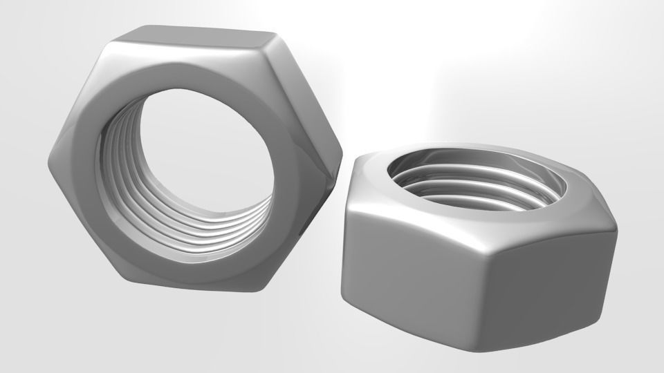 Steel Hex Nut 3D model_1