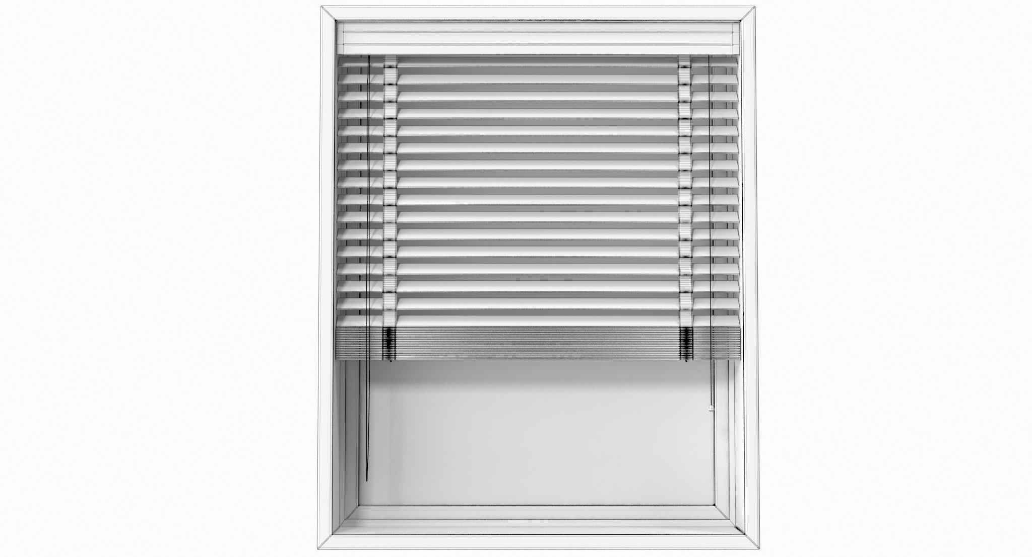 Wood blinds window Low-poly 3D model_9