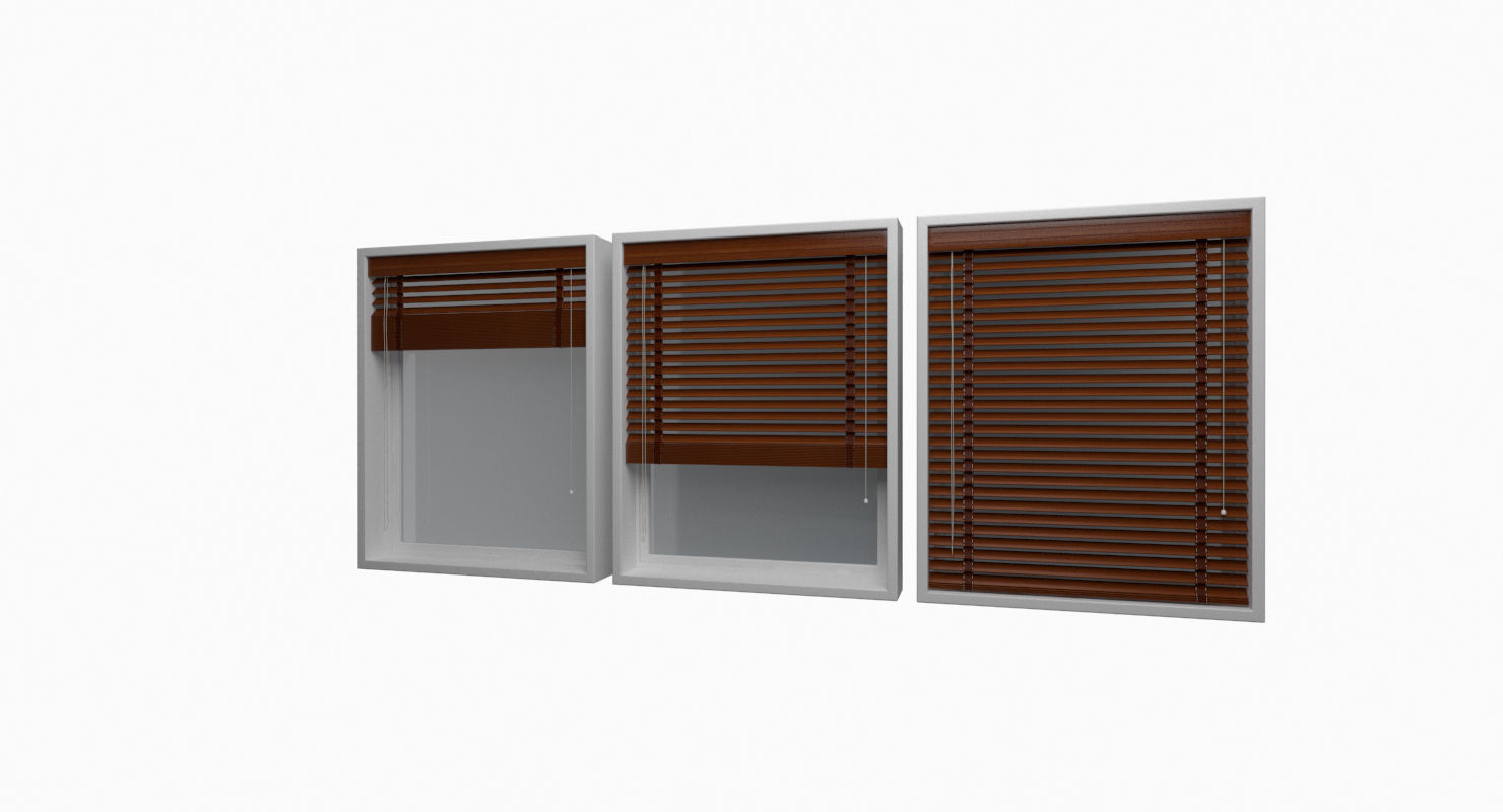 Wood blinds window Low-poly 3D model_31
