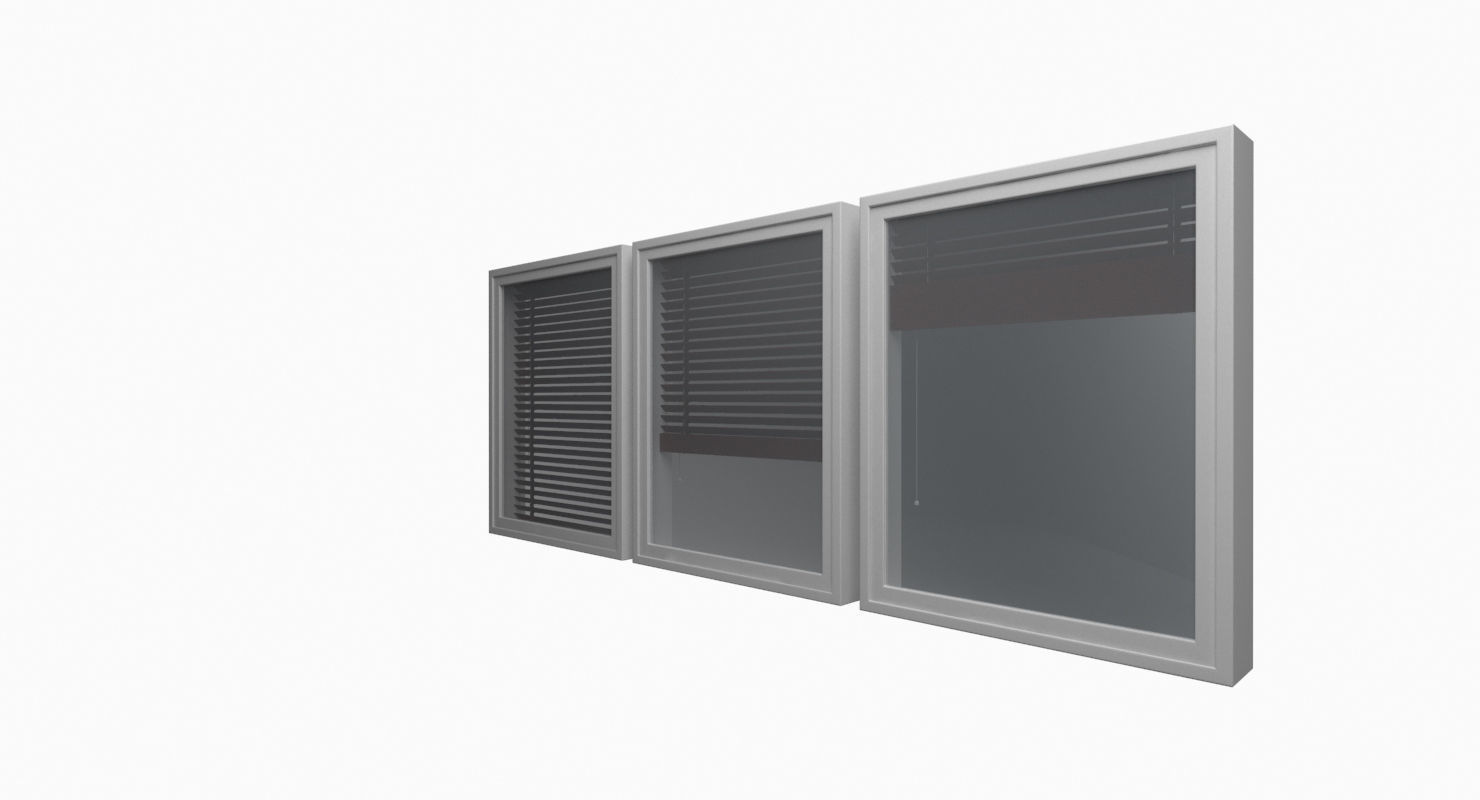 Wood blinds window Low-poly 3D model_19