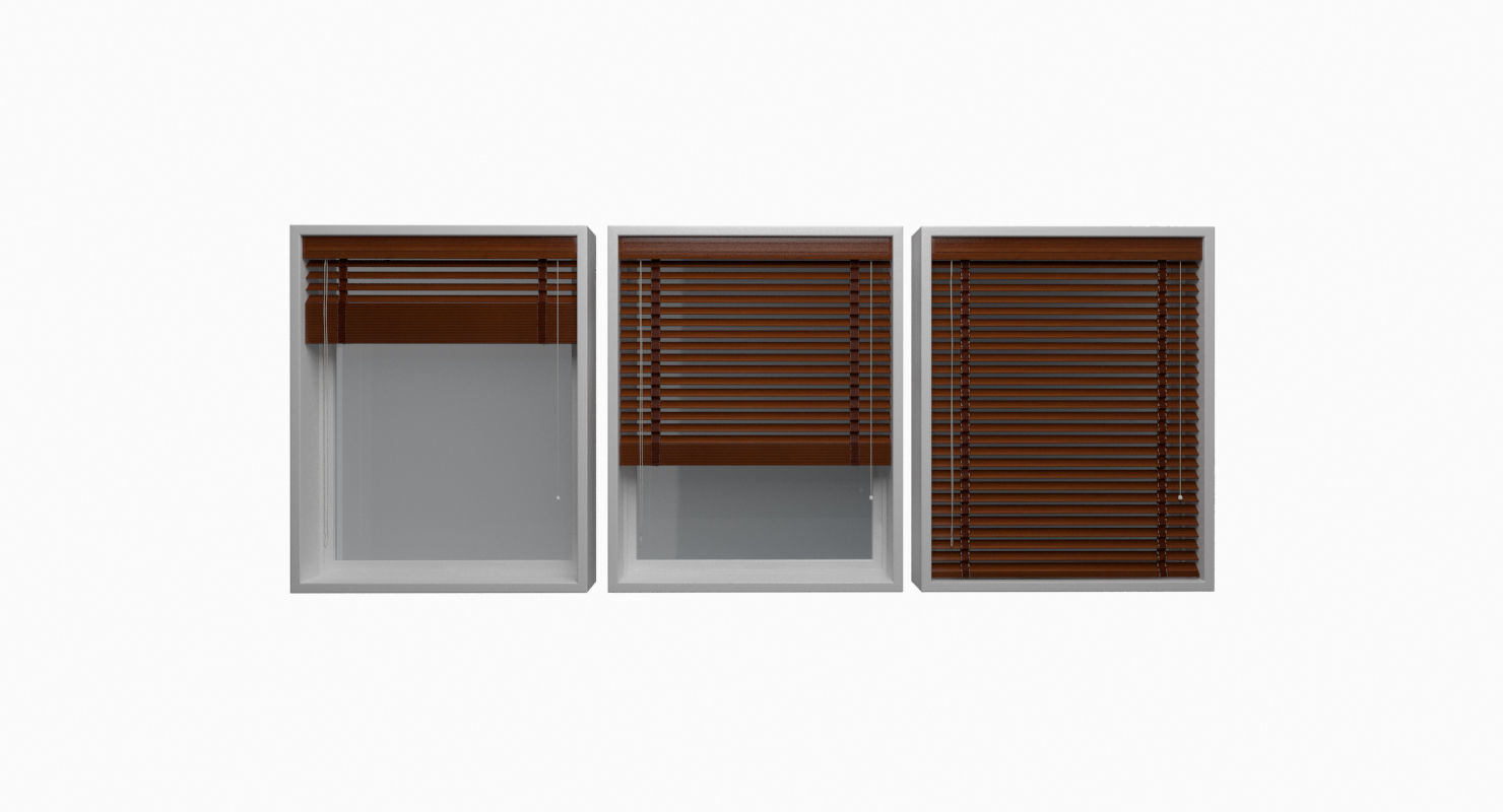 Wood blinds window Low-poly 3D model_13