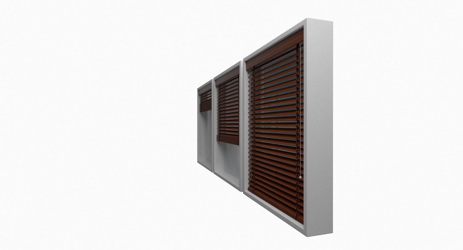 Wood blinds window Low-poly 3D model_28