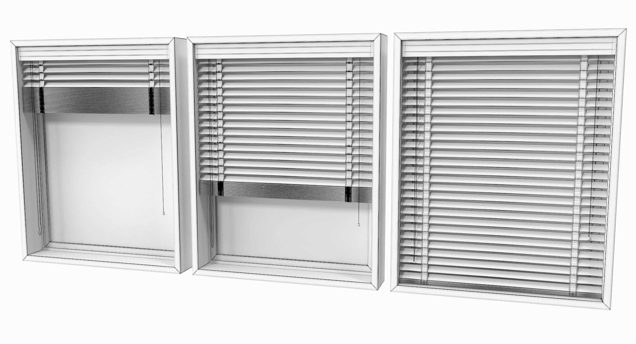 Wood blinds window Low-poly 3D model_6