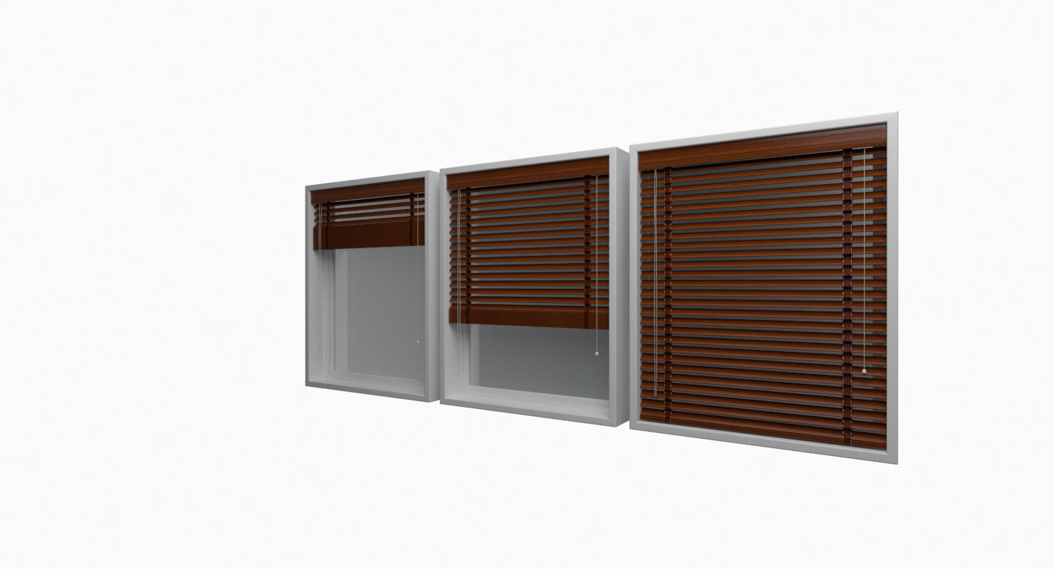 Wood blinds window Low-poly 3D model_30