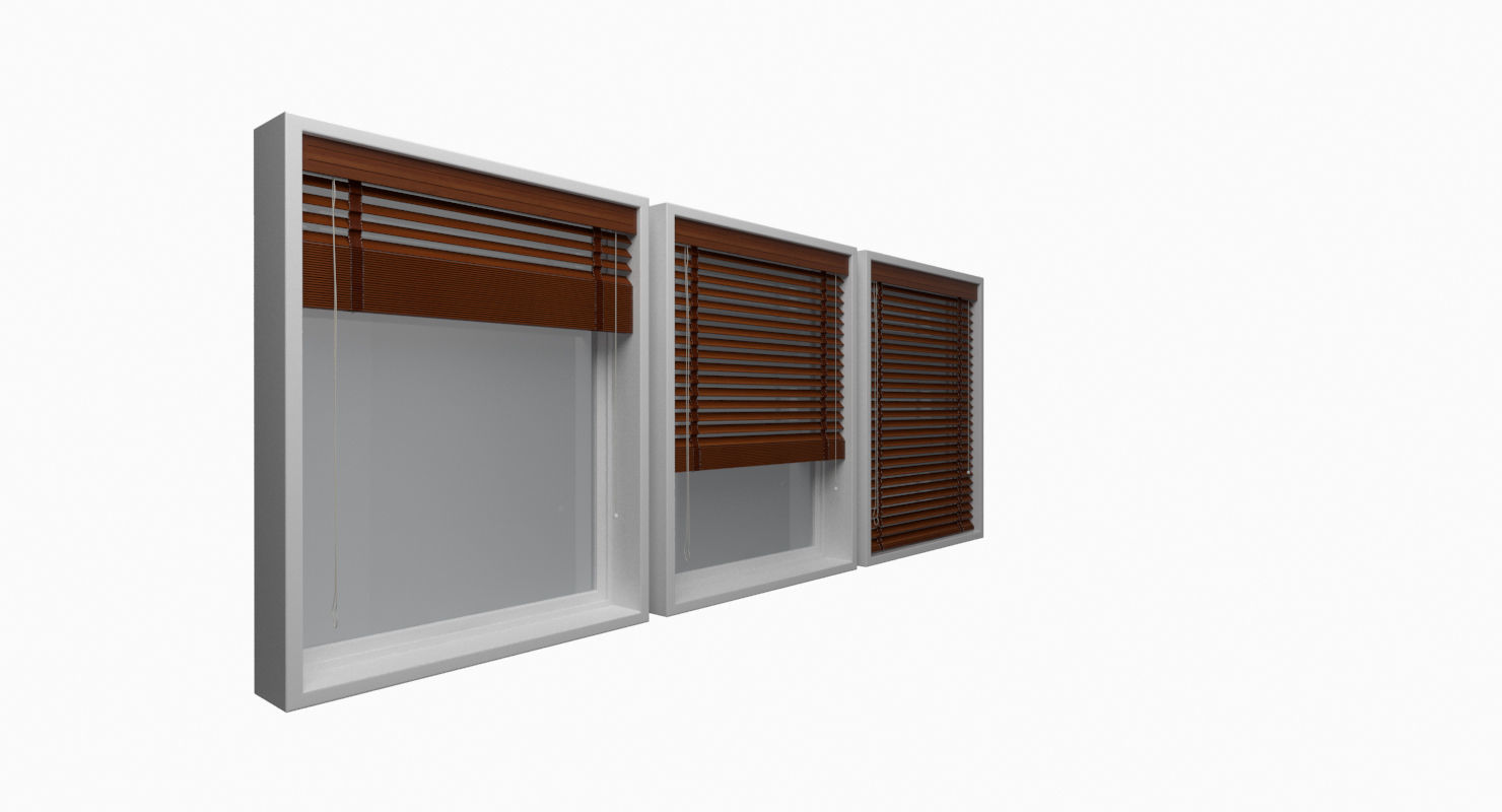 Wood blinds window Low-poly 3D model_15
