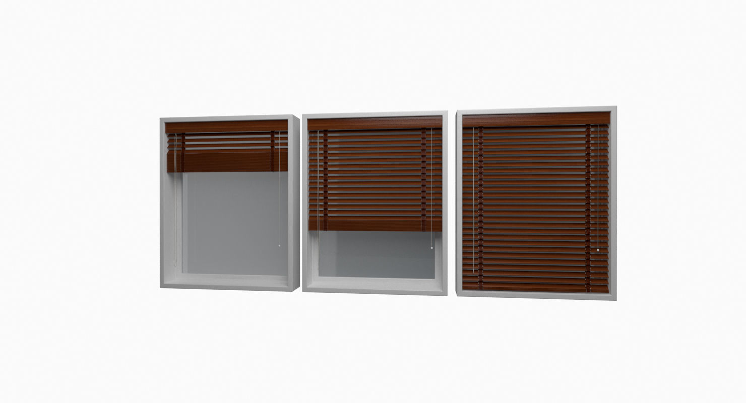 Wood blinds window Low-poly 3D model_32