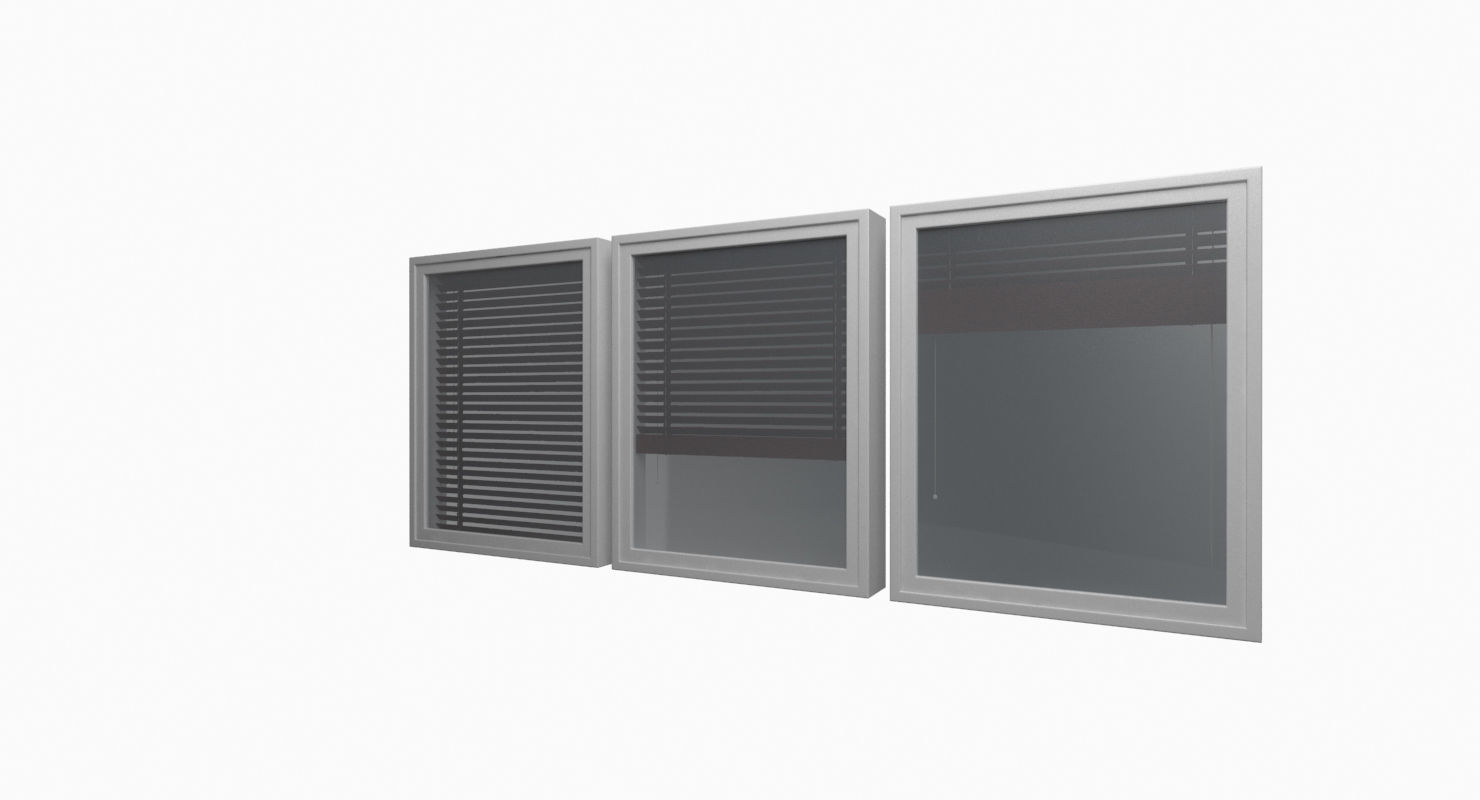 Wood blinds window Low-poly 3D model_20