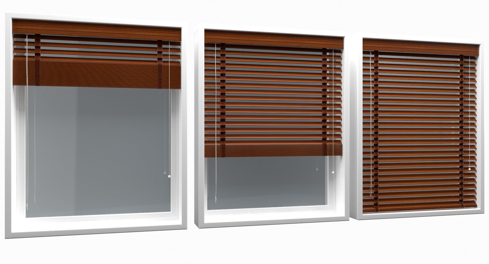 Wood blinds window Low-poly 3D model_2