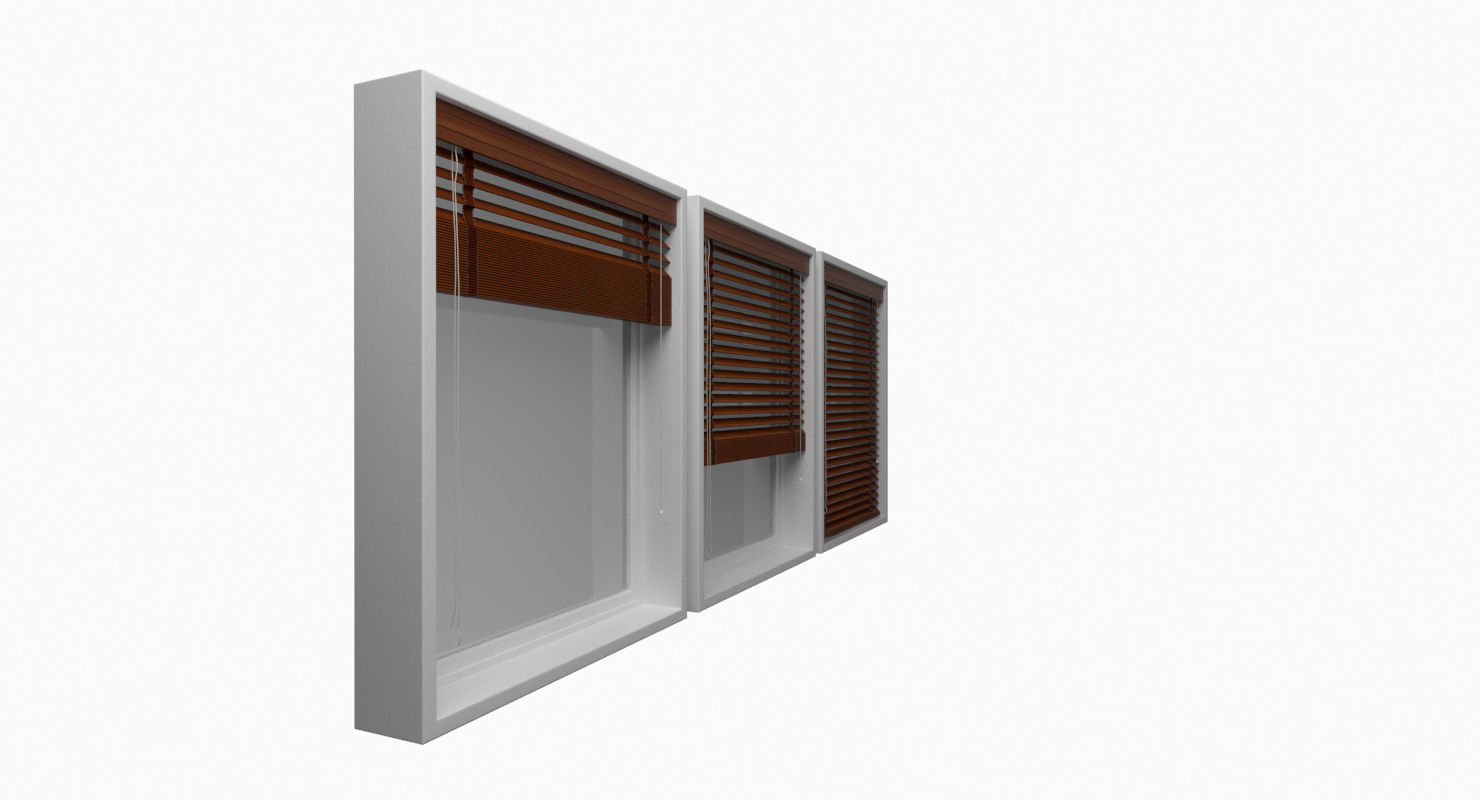Wood blinds window Low-poly 3D model_16