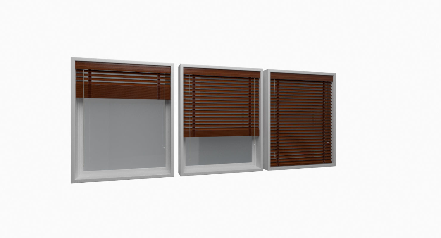 Wood blinds window Low-poly 3D model_14
