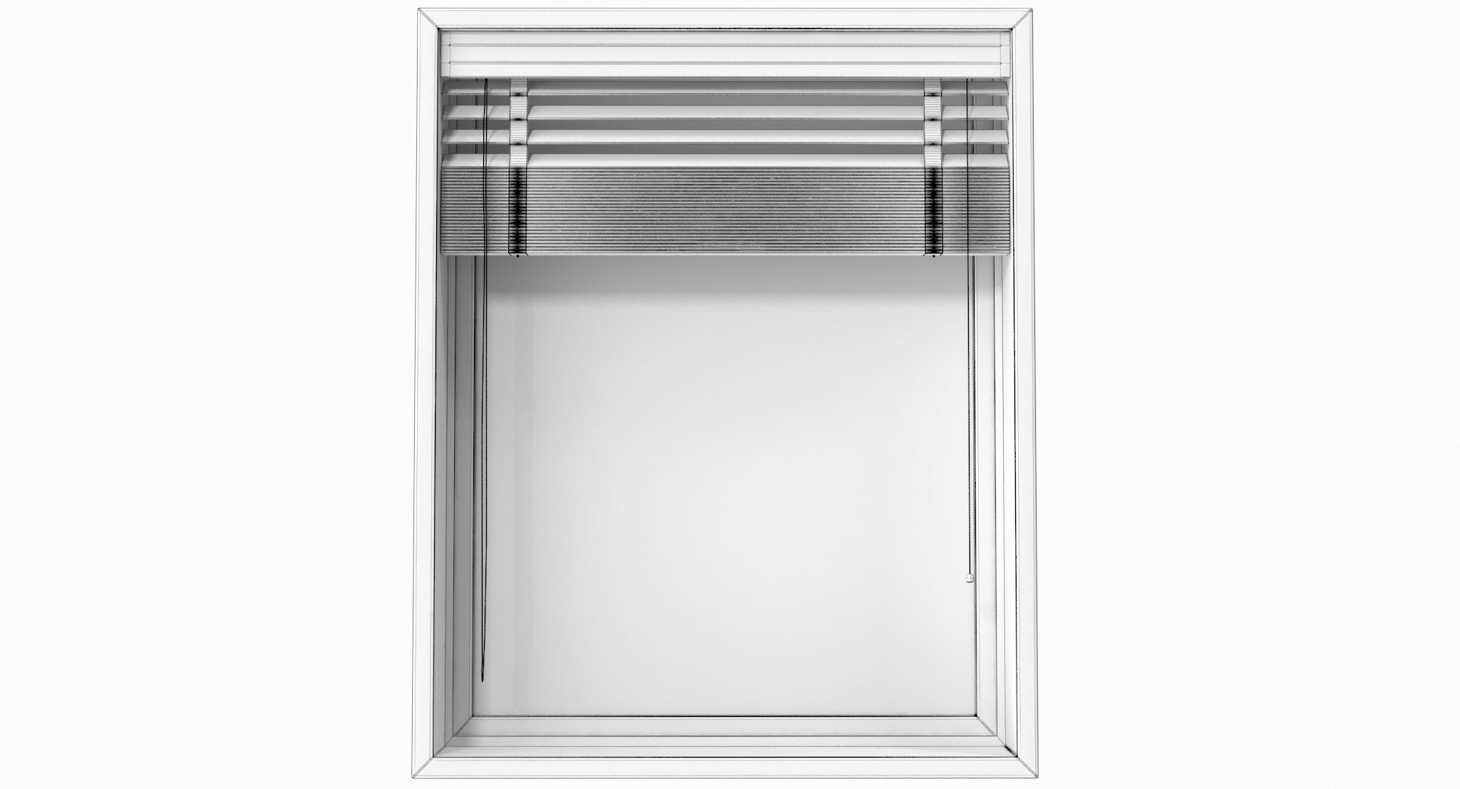 Wood blinds window Low-poly 3D model_11