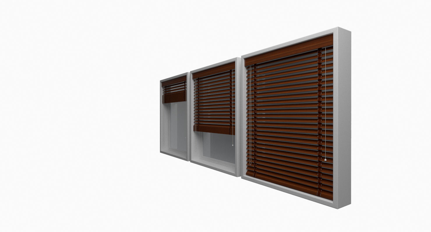 Wood blinds window Low-poly 3D model_29
