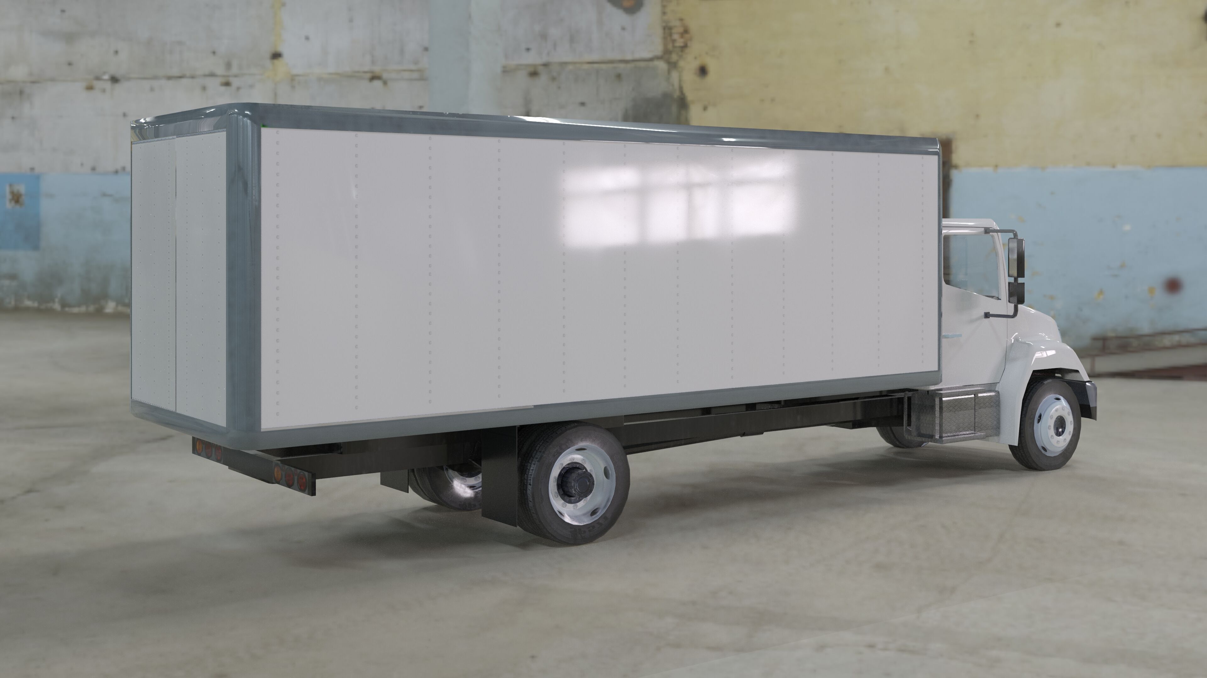 Hino 338 low poly box truck no logos used Low-poly 3D model_8