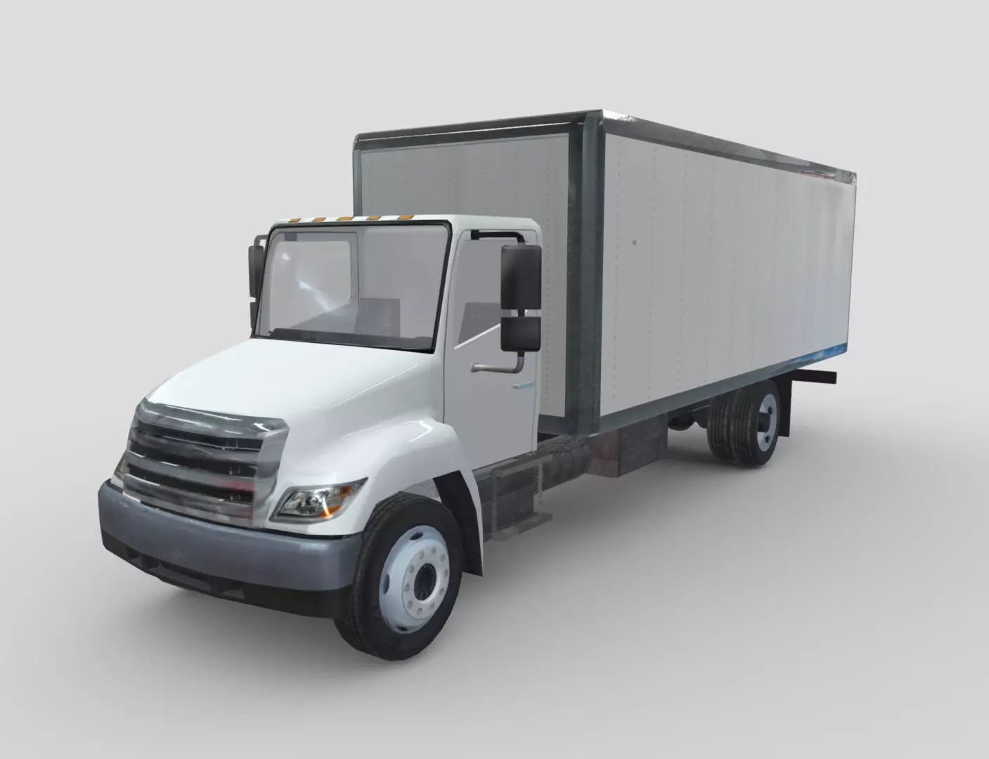 Hino 338 low poly box truck no logos used Low-poly 3D model_0