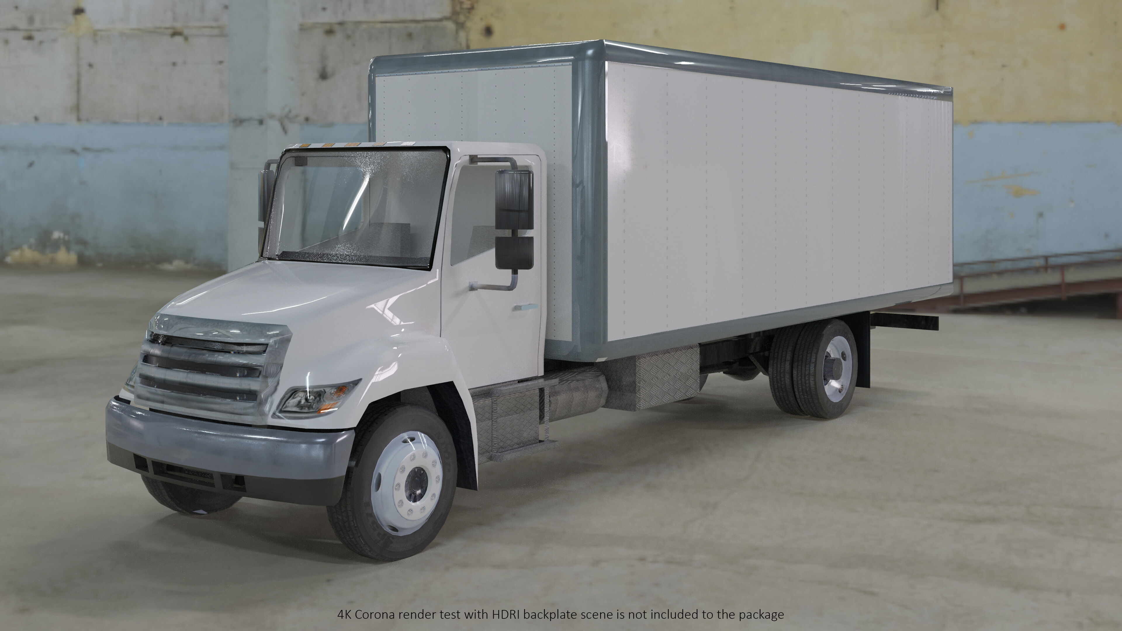 Hino 338 low poly box truck no logos used Low-poly 3D model_5