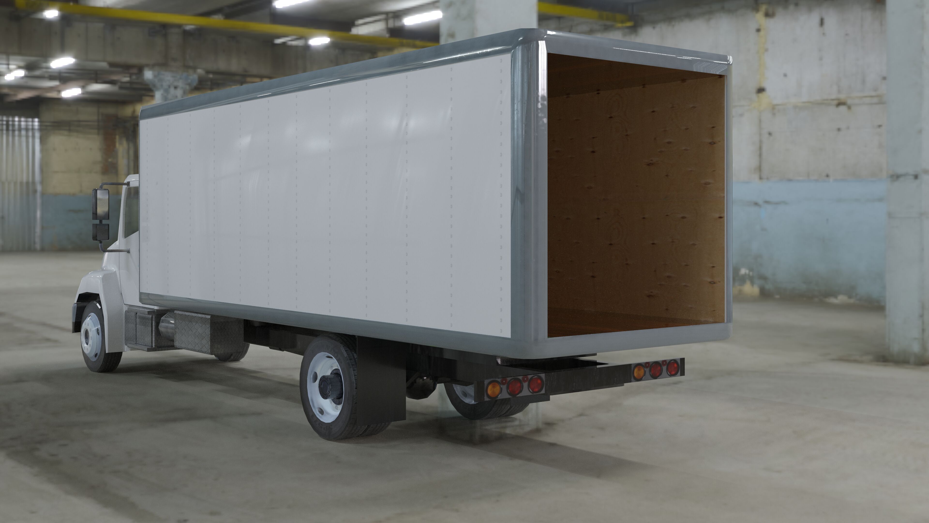 Hino 338 low poly box truck no logos used Low-poly 3D model_6