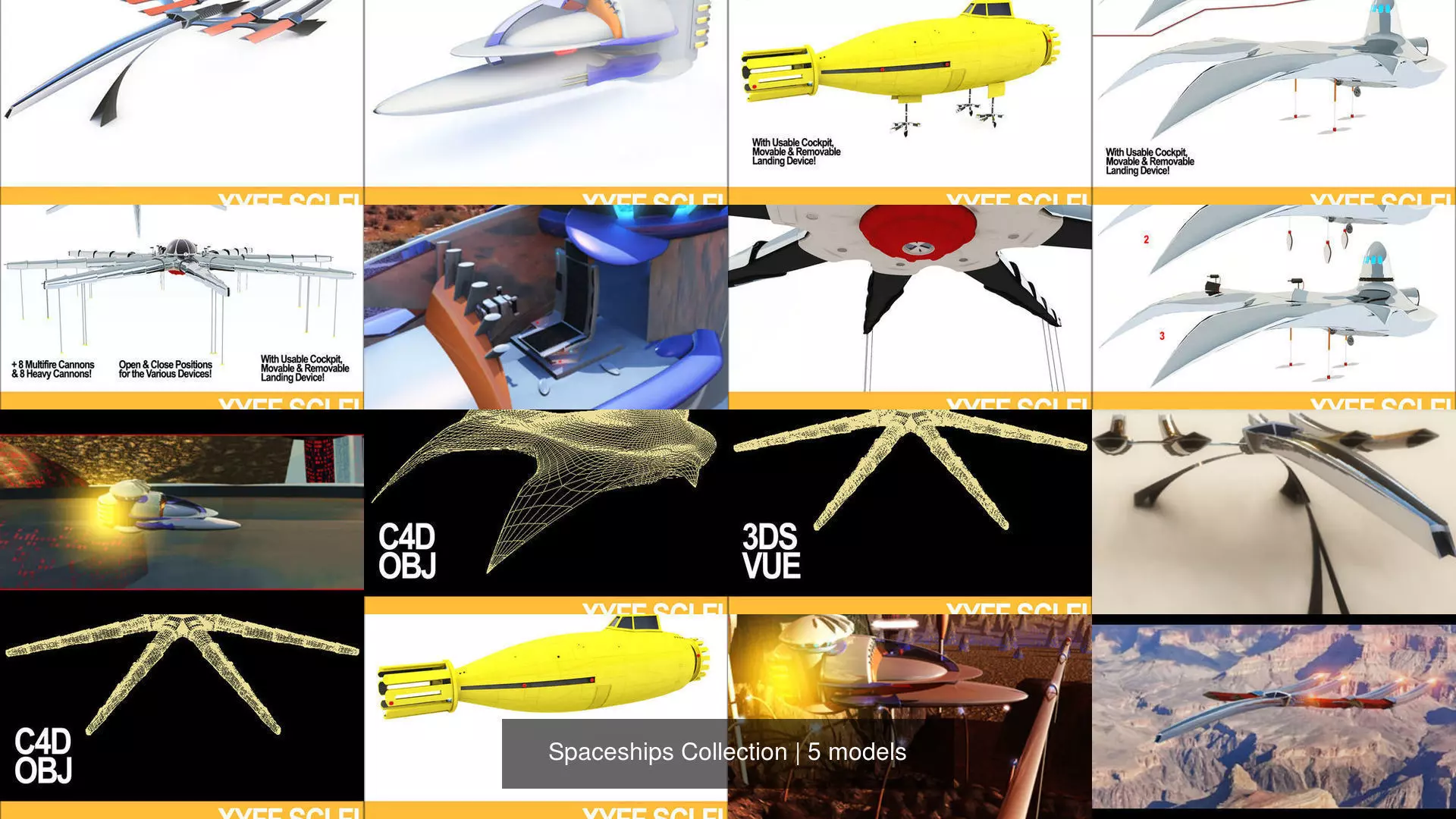 Spaceships Collection futuristic spacecraft _0